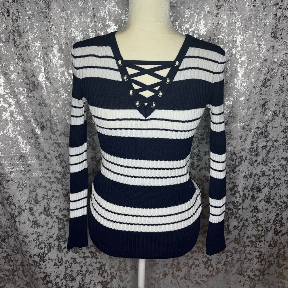 Navy Blue & White stripes sweater